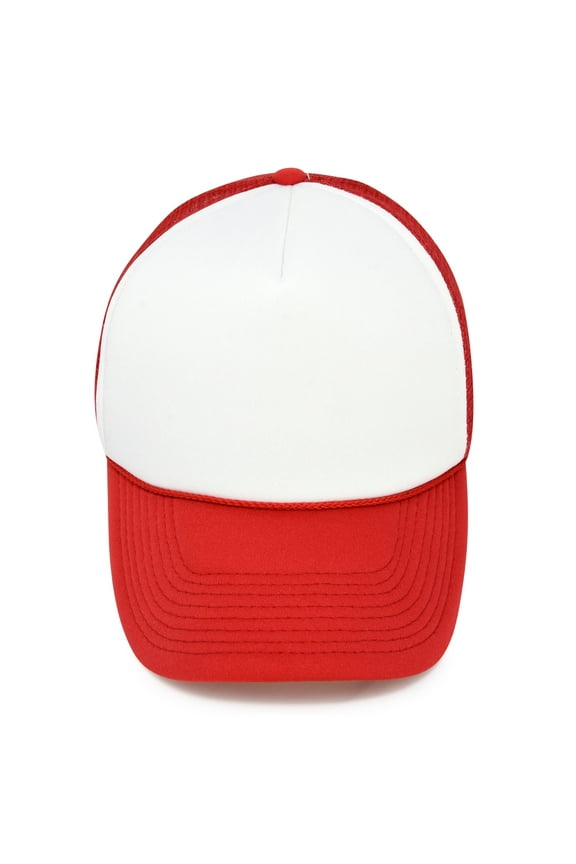 Two Tone Summer Mesh Cap in Red and White Trucker Hat