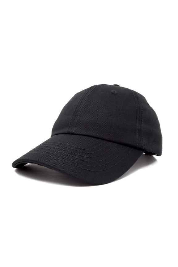 Unisex Unstructured Cotton Cap Adjustable Plain Hat in Black