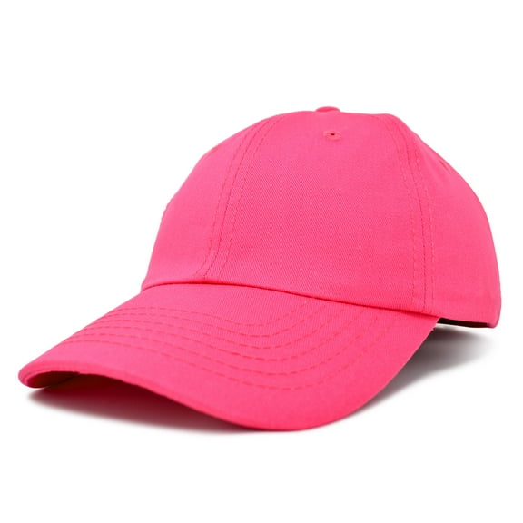 DALIX Unisex Unstructured Cotton Cap Adjustable Plain Hat in Hot Pink