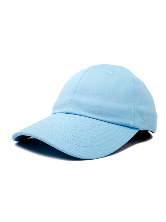 Unisex Unstructured Cotton Cap Adjustable Plain Hat in Light Blue