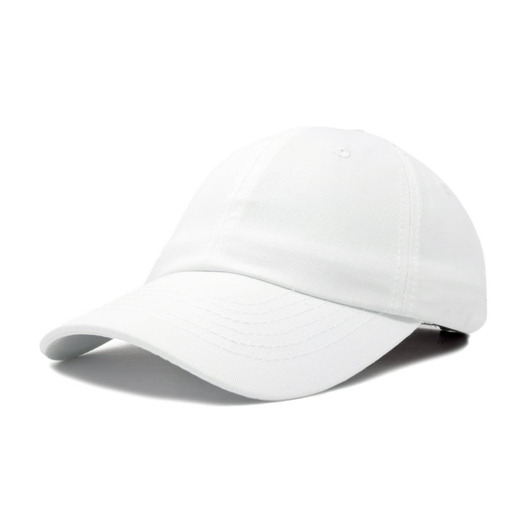 DALIX Unisex Unstructured Cotton Cap Adjustable Plain Hat in White
