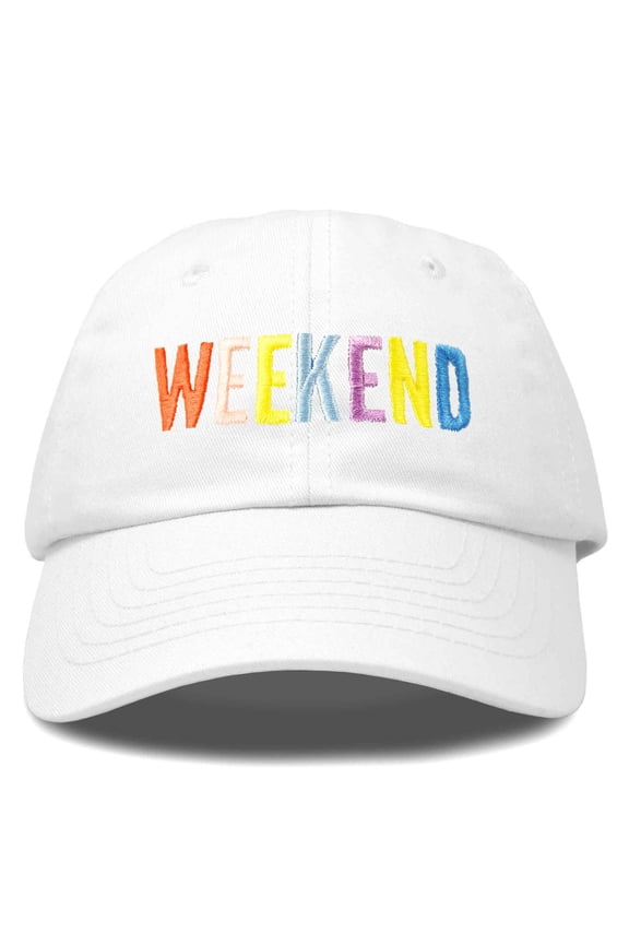 Weekend Baseball Cap Embroidered Hat in White
