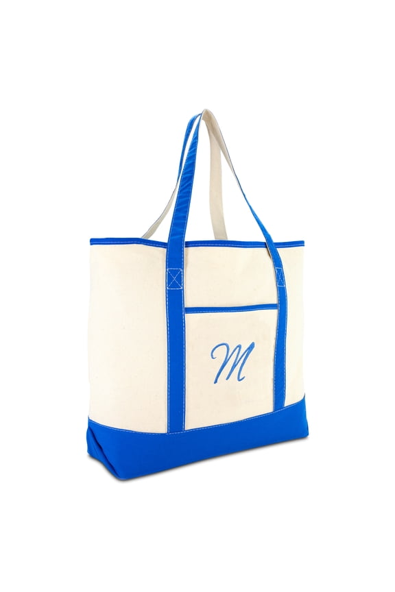 Women's Canvas Tote Bag Satchel Shoulder Bags Royal Blue Monogram M