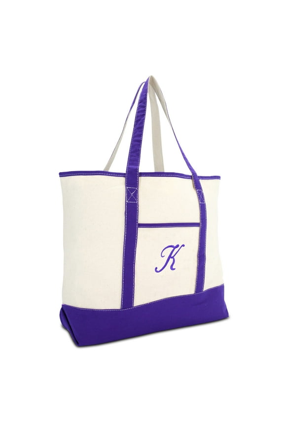 Women's Canvas Tote Bag Shoulder Bags Open Top Purple Monogram K