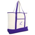 thumbnail image 1 of DALIX Women's Canvas Tote Bag Shoulder Bags Open Top Purple Monogram L, 1 of 8