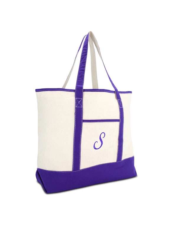 Women's Canvas Tote Bag Shoulder Bags Open Top Purple Monogram S