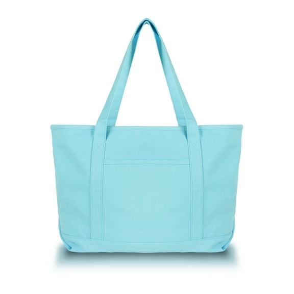 DALIX Women's Cotton Canvas Tote Bag, Light Blue
