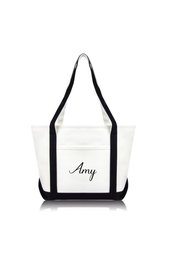 Women's Custom Monogrammed Names Premium Embroidered Tote Hand Bag Amy