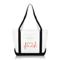 thumbnail image 1 of DALIX Women's Heartbeat Nurse Tote Bag Cotton Canvas Embroidered in Black, 1 of 7