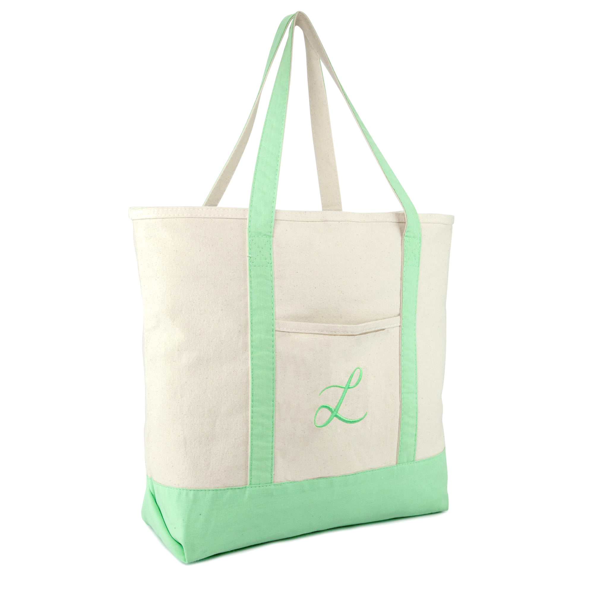 DALIX Women's Monogram Shopping Tote Hand Bag Personalized Ballent Mint ...