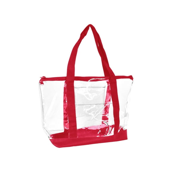DALIX Women's PVC Transparent Tote Handbag, Red/Clear