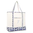 thumbnail image 1 of DALIX Women's Personalized Shopping Tote Bag Monogram Blue Antique Fish Ballent Zippered Letter T, 1 of 8