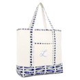 thumbnail image 1 of DALIX Women's Personalized Shopping Tote Hand Bag Monogram Blue Antique Fish Ballent Zippered Letter L, 1 of 8