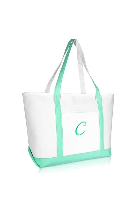 Women's Premium Tote Bag Shoulder Bags Monogrammed Mint Green C
