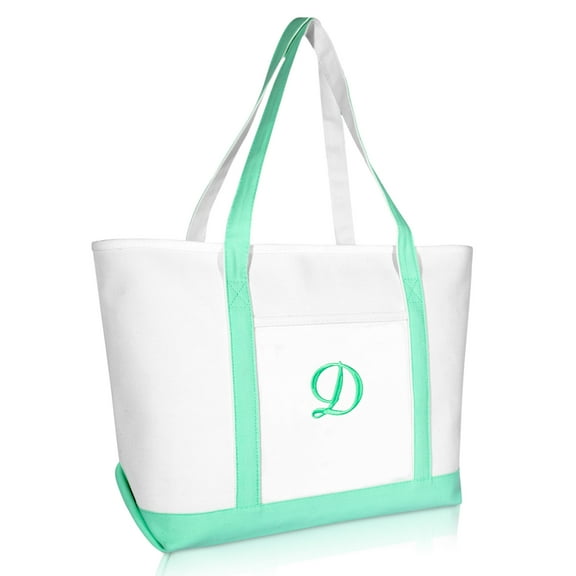 DALIX Women's Premium Tote Bag Shoulder Bags Monogrammed Mint Green D