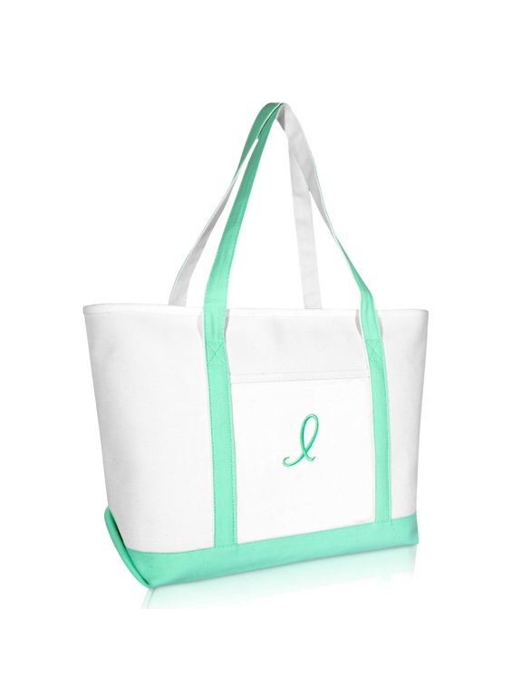 Women's Premium Tote Bag Shoulder Bags Monogrammed Mint Green I