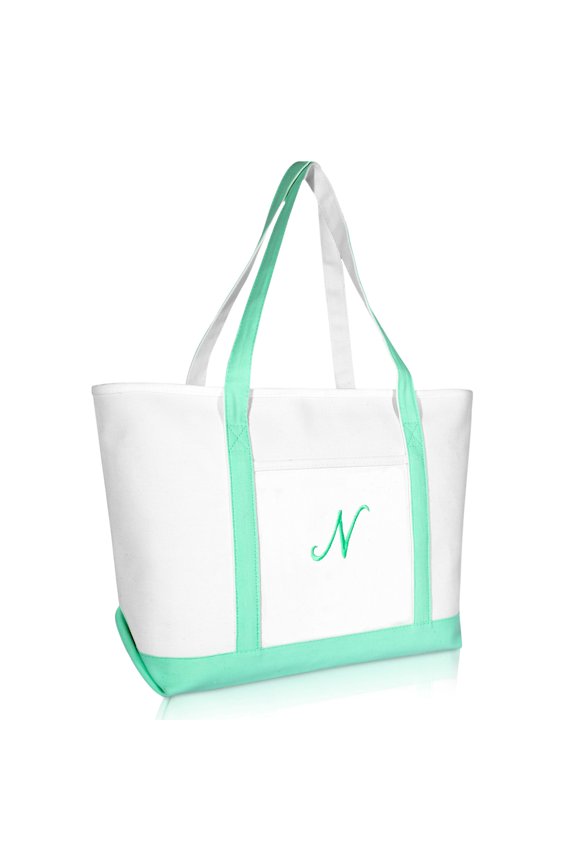 Women's Premium Tote Bag Shoulder Bags Monogrammed Mint Green N