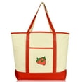 thumbnail image 1 of DALIX Women's Strawberry Tote Bag Reusable Grocery Natural Canvas Fruits in Red, 1 of 7