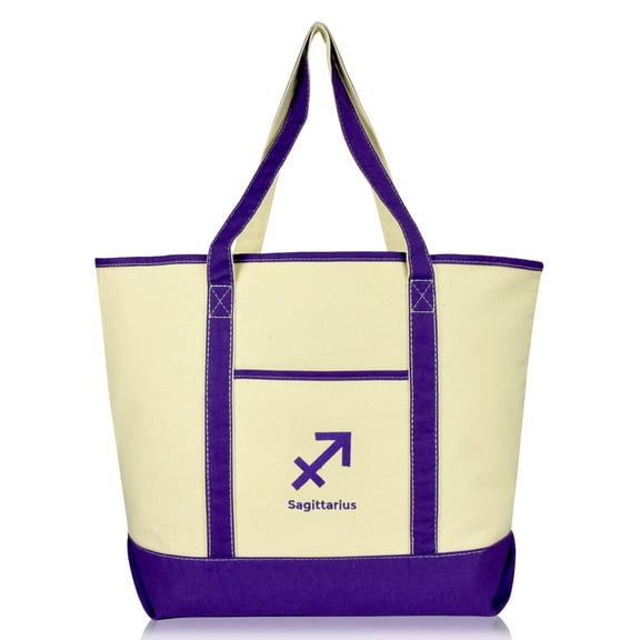 DALIX Women's Zodiac Sign Tote Bag Horoscope Astrology - Sagittarius Purple