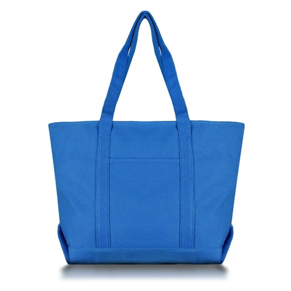 DALIX Womens 23" Deluxe 24 oz. Cotton Canvas Tote Bag Zippered in Royal Blue