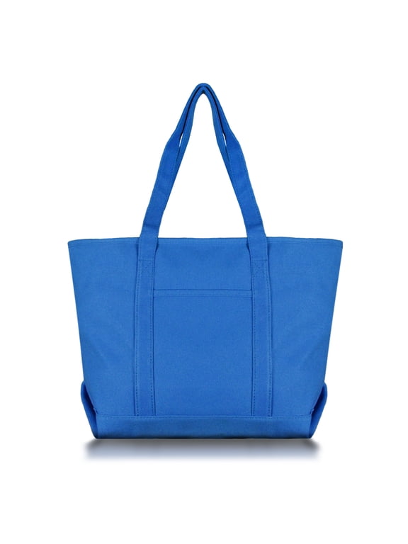 Womens 23" Deluxe 24 oz. Cotton Canvas Tote Bag Zippered in Royal Blue