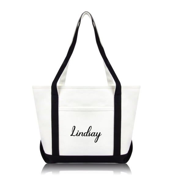 DALIX Womens Custom Monogrammed Names Premium Embroidered Tote Bag Abigail Lindsay