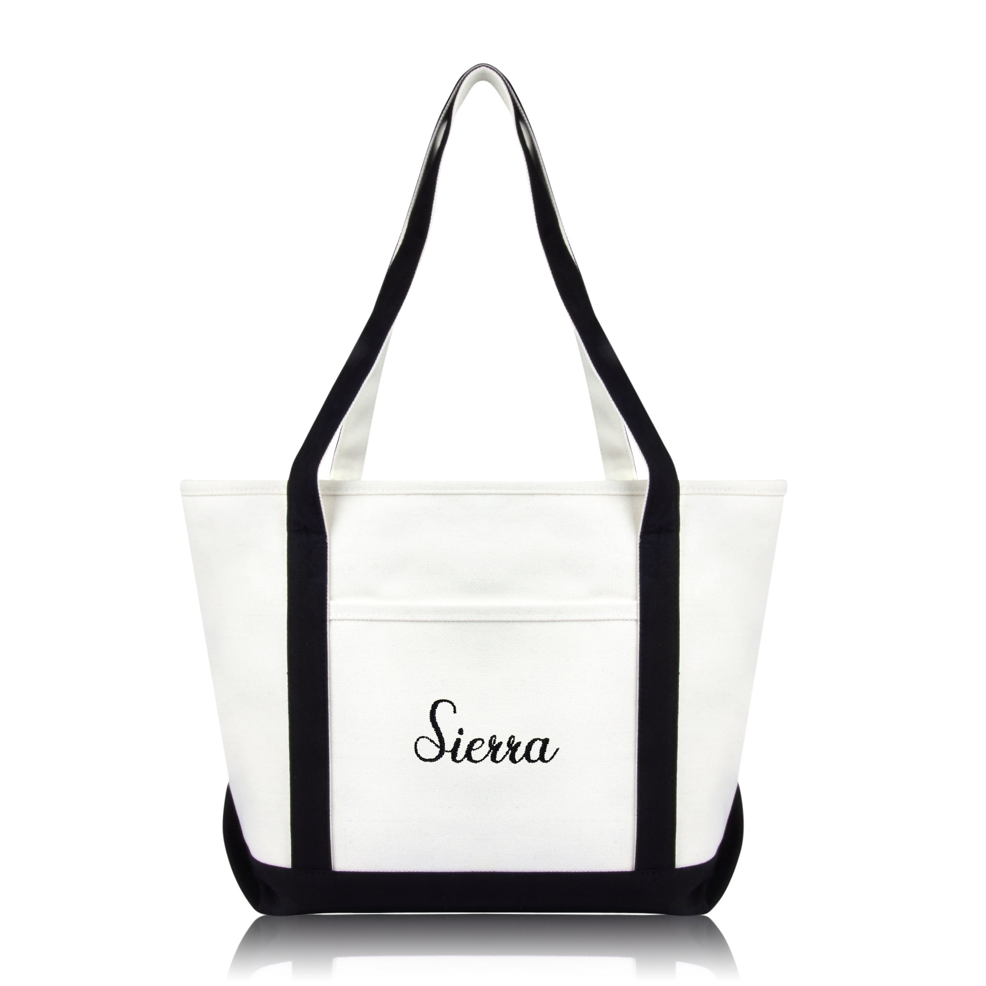 DALIX Womens Custom Monogrammed Names Premium Embroidered Tote Bag