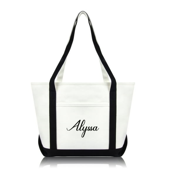 DALIX Womens Custom Monogrammed Names Premium Embroidered Tote Bag Alyssa