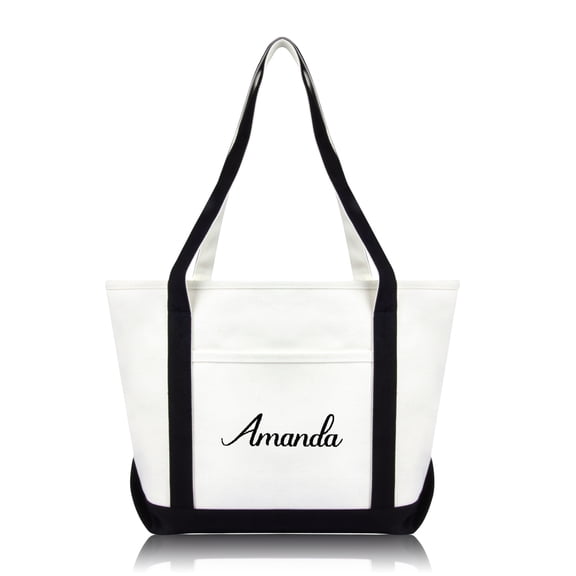 DALIX Womens Custom Monogrammed Names Premium Embroidered Tote Bag Amanda