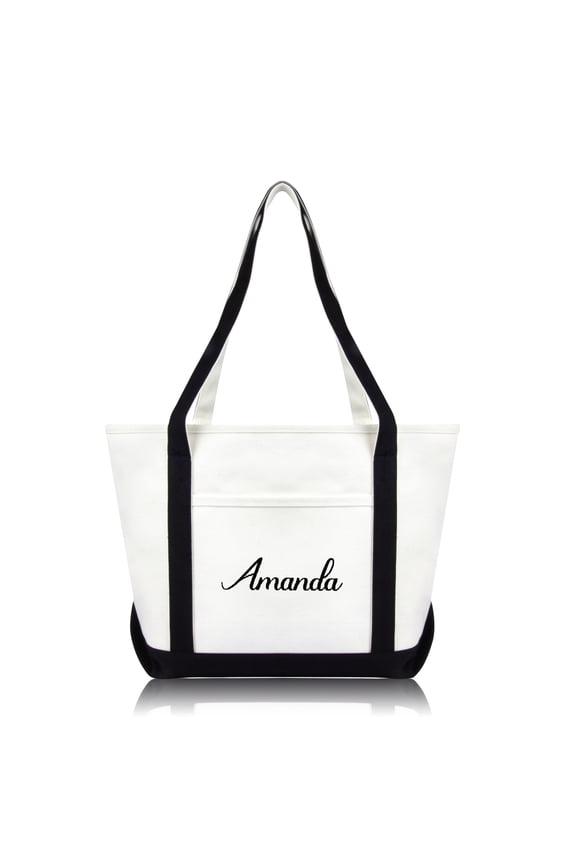 Womens Custom Monogrammed Names Premium Embroidered Tote Bag Amanda