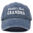 thumbnail image 1 of DALIX Worlds Best Grandma Hat Gift Washed Cotton Cap Gift in Washed Denim Navy Blue, 1 of 6