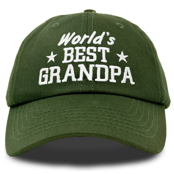 DALIX Worlds Best Grandpa Dad Hat Grandfather Gift Cotton Cap in Olive