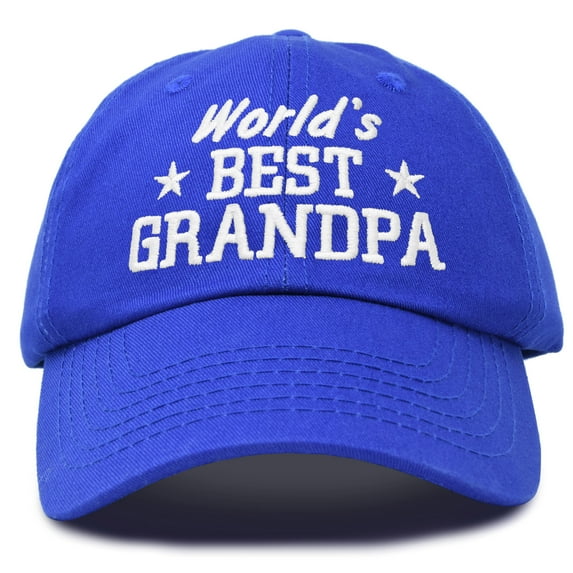 DALIX Worlds Best Grandpa Dad Hat Grandfather Gift Cotton Cap in Royal Blue
