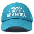 thumbnail image 1 of DALIX Worlds Best Grandpa Dad Hat Grandfather Gift Cotton Cap in Teal, 1 of 6