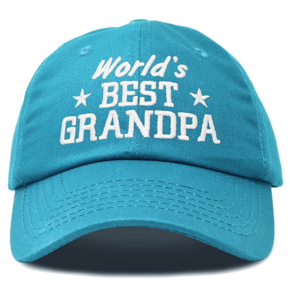 DALIX Worlds Best Grandpa Dad Hat Grandfather Gift Cotton Cap in Teal