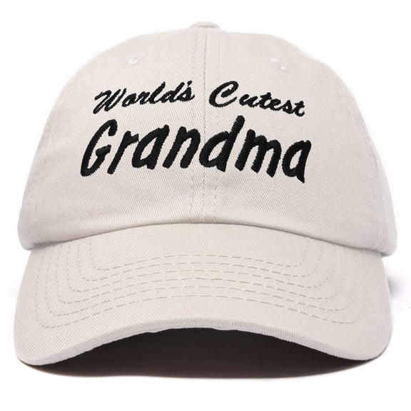 DALIX Worlds Cutest Grandma Hat Gift Embroidered Cotton Cap in Beige