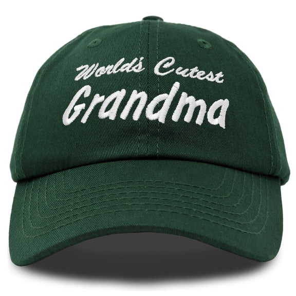 DALIX Worlds Cutest Grandma Hat Gift Embroidered Cotton Cap in Dark Green