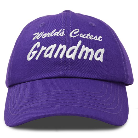 DALIX Worlds Cutest Grandma Hat Gift Embroidered Cotton Cap in Purple