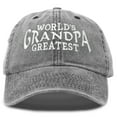 thumbnail image 1 of DALIX Worlds Greatest Grandpa Hat Vintage Cap Gift Washed Cotton in Washed Denim Black, 1 of 6