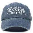 thumbnail image 1 of DALIX Worlds Greatest Grandpa Hat Vintage Cap Gift Washed Cotton in Washed Denim Navy Blue, 1 of 6