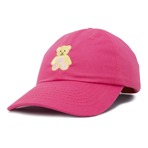 DALIX Youth Cute Teddy Bear Hat Cotton Baseball Cap in Hot Pink