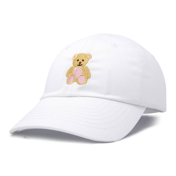 DALIX Youth Cute Teddy Bear Hat Cotton Baseball Cap in White
