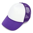 thumbnail image 1 of DALIX Youth Mesh Trucker Cap Adjustable Hat in Purple White, 1 of 6