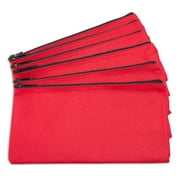 DALIX Zipper Bank Deposit Money Bag, Red, 6 Piece Pack