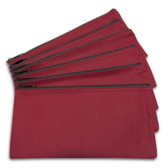 DALIX Zipper Bank Deposit Money Bags Cash Coin Pouch 6 PACK in Maroon