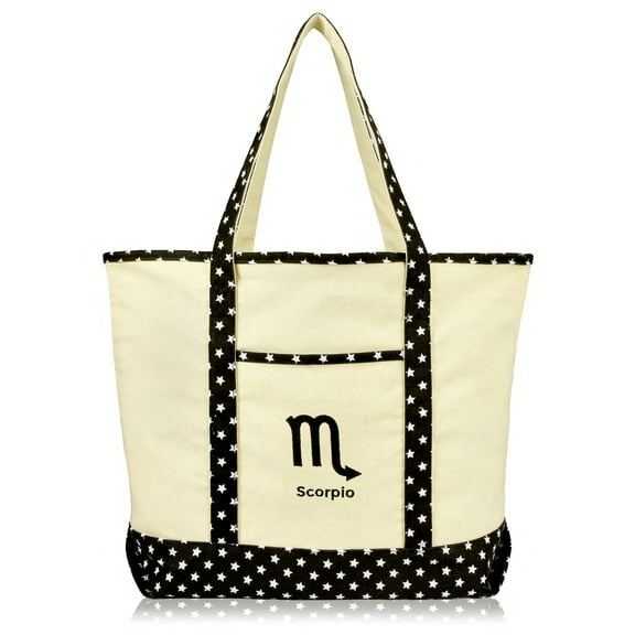 DALIX Zodiac Sign Shopping Tote Bag Black Star Horoscope Gifts - Scorpio