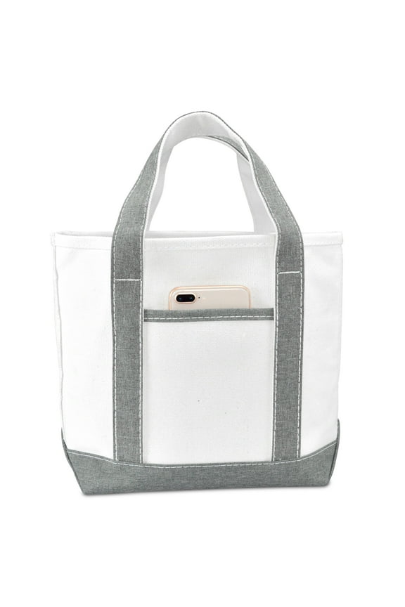 by DALIX Women's 24oz Cotton Canvas Tote Bag, Gray