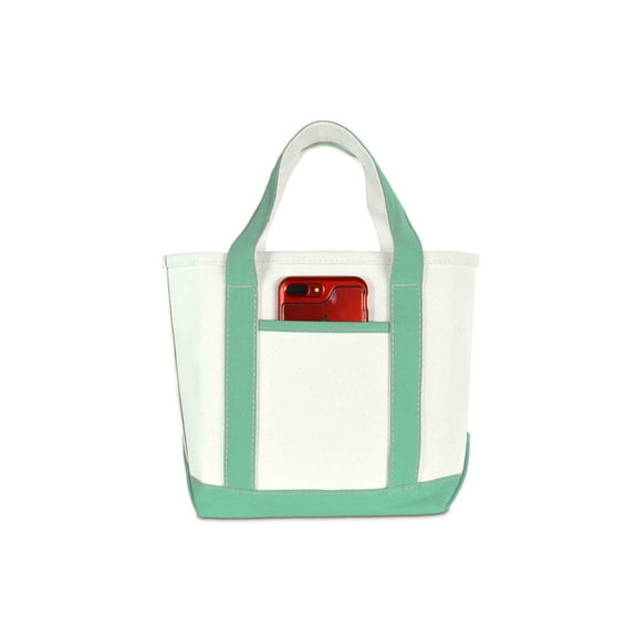 DALIX by DALIX Women's 24oz Cotton Canvas Tote Handbag, Mint Green