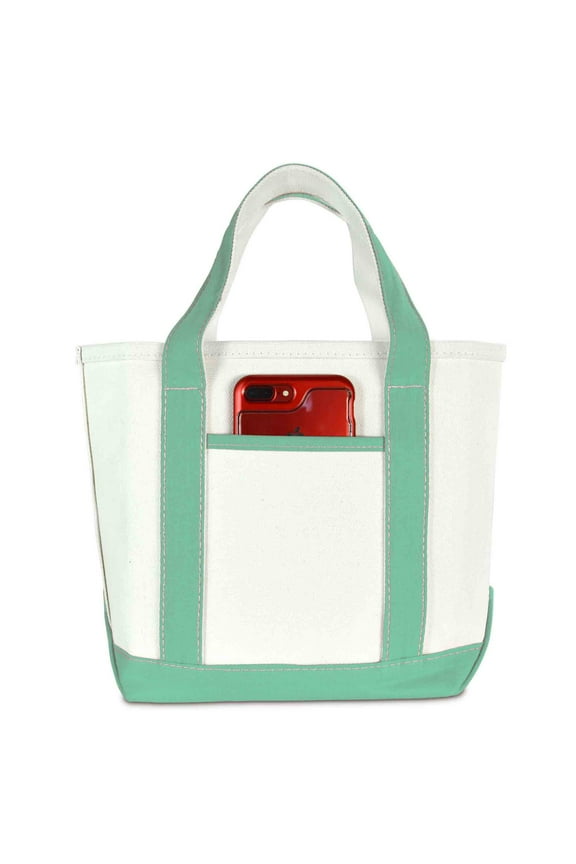 by DALIX Women's 24oz Cotton Canvas Tote Handbag, Mint Green