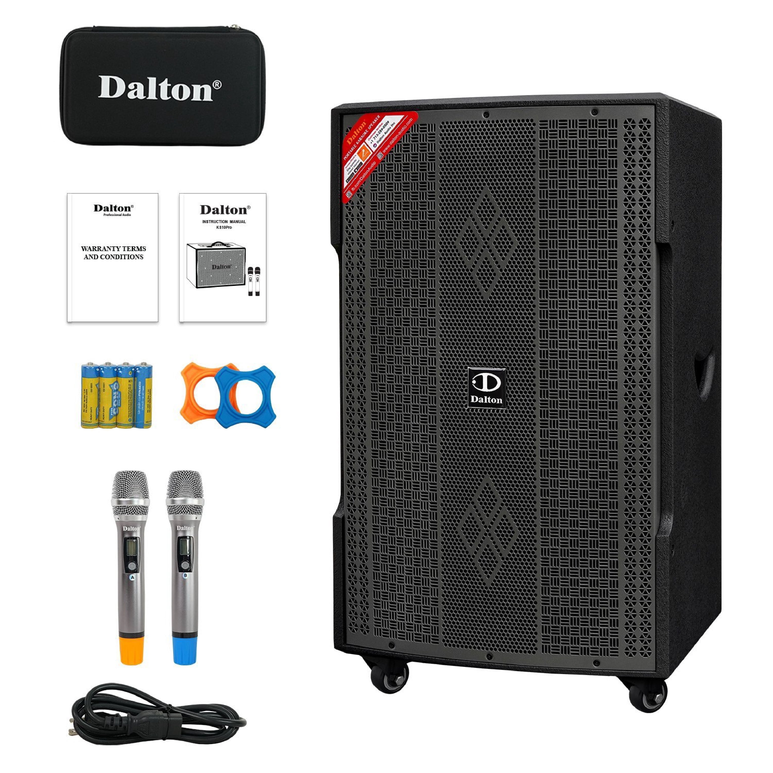 DALTON DS-15XPro Bluetooth Karaoke Machine for Adults, Kids 600W | 2 UHF Microphones | 360 Degree Wheels | 15" Woofer | USB/AUX | Trolley Speaker Car Outdoor Indoor Party